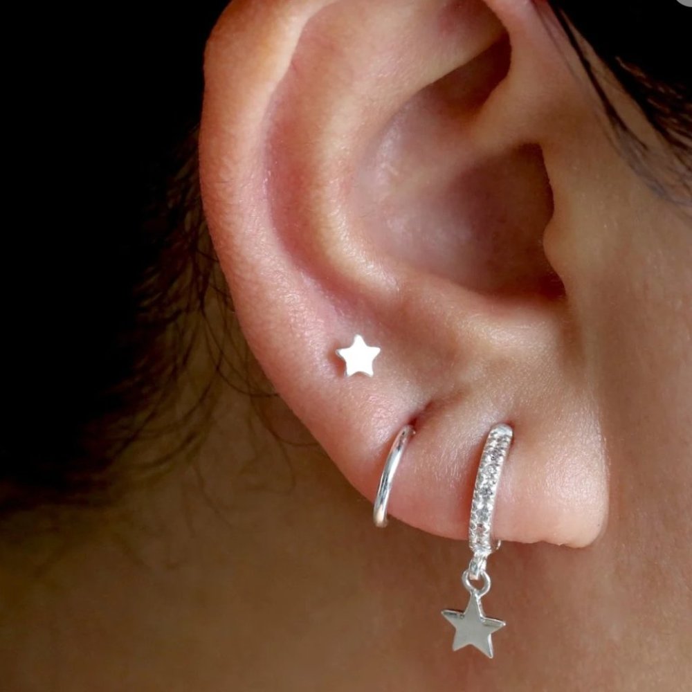 Little Star Internal Threaded Labret Flat Back Earrings
